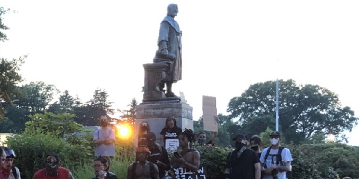 Christopher Columbus Statue Torn Down and Thrown in Lake by Protesters